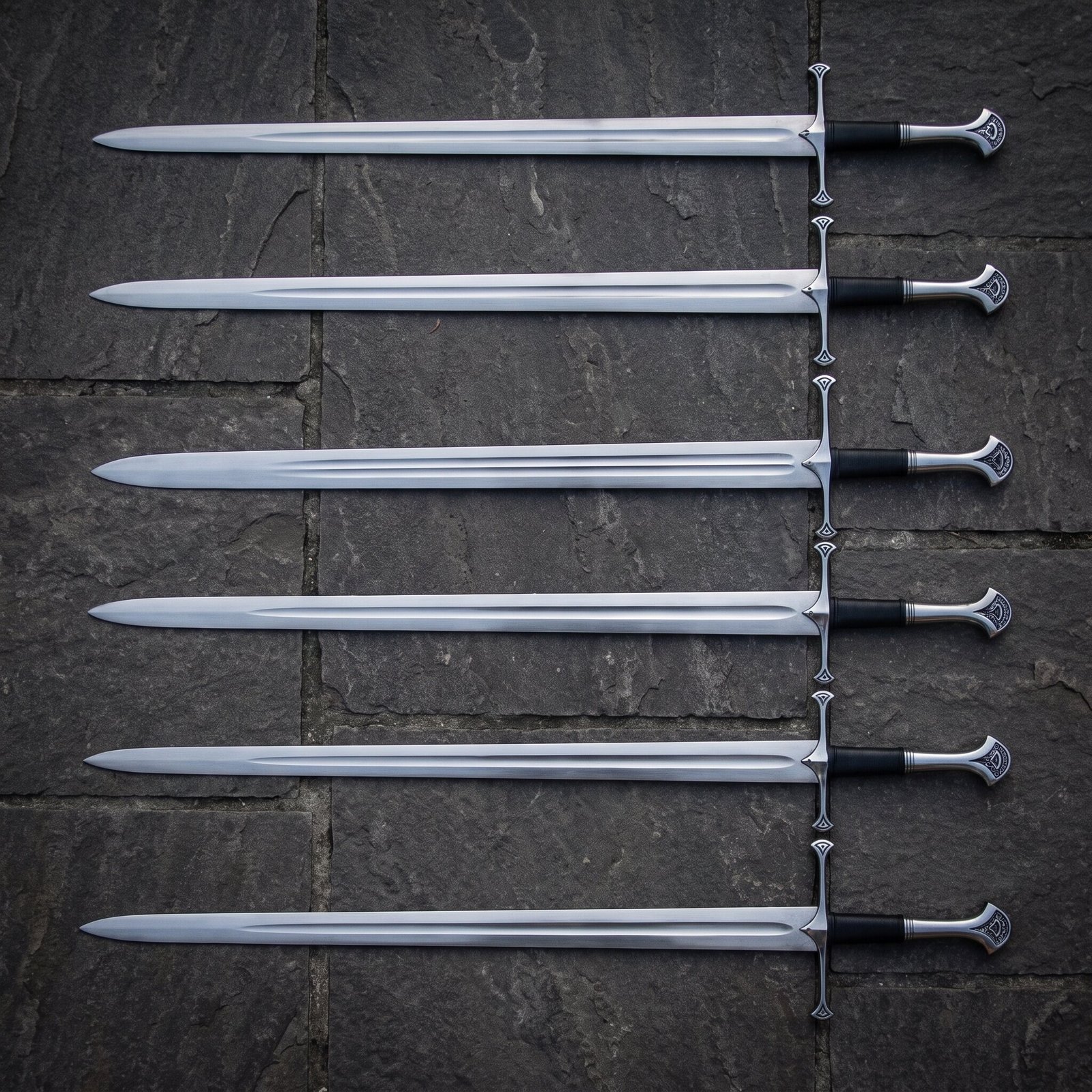 Set of 6 matching pieces: Anduril Hand Forged Stainless Steel Replica Sword Set of 6 matching pieces: Anduril Hand Forged Stainless Steel Replica Sword