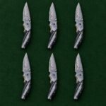 Set of 6 matching pieces: Copperfin Hand Forged Damascus Fish Fillet Knife with Polished Copper
