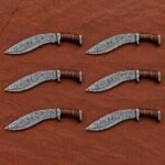Set of 6 Gurkhastag Hand Forged Damascus Kukri Knife with Stag Horn | Groomsmen Gift Set | RK-561-S6