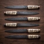 Set of 6 matching pieces: Huginandmunin Hand Forged High Carbon Steel Viking Seax Knife