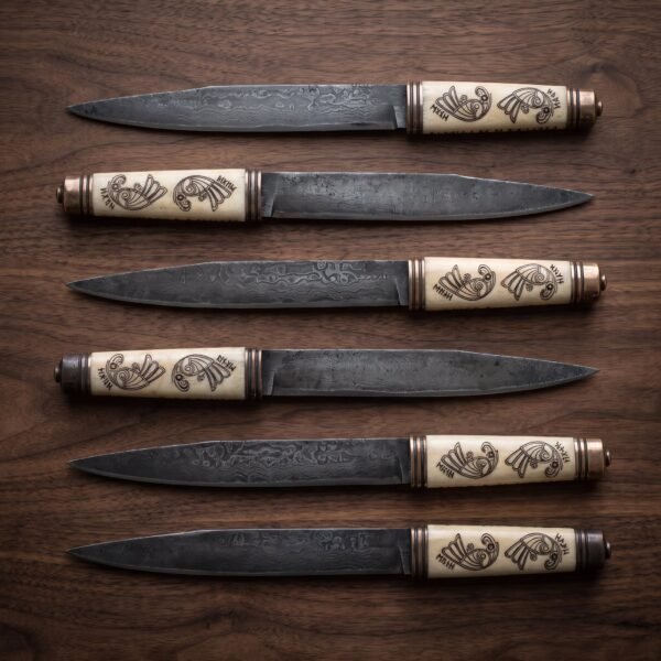 Set of 6 Huginandmunin Hand Forged High Carbon Steel Viking Seax Knife | Groomsmen Gift Set | RK-606-S6