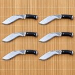 Set of 6 matching pieces: Pitchgrove Hand Forged 1095 Steel Kukri Knife with Black Micarta