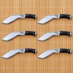 Set of 6 matching pieces: Pitchgrove Hand Forged 1095 Steel Kukri Knife with Black Micarta