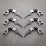 Set of 6 Ramclaw Hand Forged Damascus Karambit Knife with Ram Horn Handle | Groomsmen Gift Set | RK-1026-S6