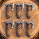 Set of 6 matching pieces: Ravenfeast Hand Forged Stainless Steel Raven Pizza Axe