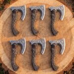 Set of 6 matching pieces: Ravenfeast Hand Forged Stainless Steel Raven Pizza Axe