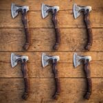 Set of 6 matching pieces: Rosethane Hand Forged High Carbon Steel Viking Bearded Axe