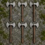 Set of 6 matching pieces: Twinfang Hand Forged High Carbon Steel Double Headed Viking Axe