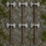 Set of 6 matching pieces: Twinfang Hand Forged High Carbon Steel Double Headed Viking Axe