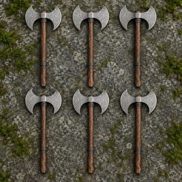 Set of 6 Twinfang Hand Forged High Carbon Steel Double Headed Viking Axe | Groomsmen Gift Set | RK-366-S6