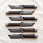 Set of 6 matching pieces: Woodsax Hand Forged High Carbon Steel Viking Seax Knife