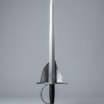 Ceravalt Hand Forged 51CrV4 Spring Steel Rapier Trainer with Shell Plate Guard & Ridged Blade | About 47 Inches Overall | Black Leather Grip and Rolled Tip | Collector Gift | RK-3020