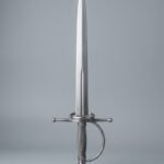 Valdris Hand Forged 51CrV4 Spring Steel Sidesword Trainer with Ball Finial Cross & Single Side Ring | About 41 Inches Overall | Steel Wire Grip and Rolled Tip | HEMA Gift | RK-3015