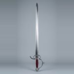 Skelvard Hand Forged 51CrV4 Spring Steel Sidesword with Finger Rings & Scrolled Knuckle Bow | About 40 Inches Overall | Oxblood Leather Grip and Care Cloth | Collector Gift | RK-3049