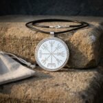 Wayfinder Hand Made Silver Tone Vegvisir Pendant with Twisted Rope Bezel & 20 Inch Black Leather Cord | Norse Runic Gift | RK-1600