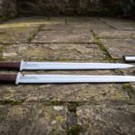 Langfell Hand Forged 1095 Steel Viking Seax Set | 2 Piece Matched Pair | 30 Inch Langseax with Leather Grips and Two Fitted Scabbards | Norse Reenactment Gift | RK-1925