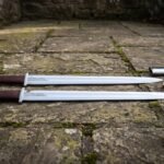 Langfell Hand Forged 1095 Steel Viking Seax Set | 2 Piece Matched Pair | 30 Inch Langseax with Leather Grips and Two Fitted Scabbards | Norse Reenactment Gift | RK-1925
