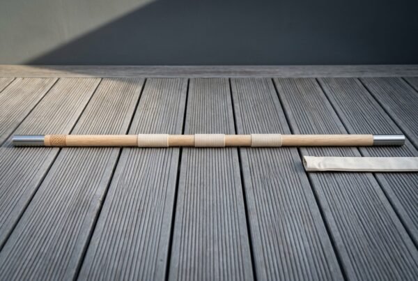 Ashenstride Hand Made White Ash Bo Staff | 50 Inch Length | Steel End Ferrules and Three Cord Grip Wraps with Burned Knot Maker Mark | Martial Arts Gift | RK-1898