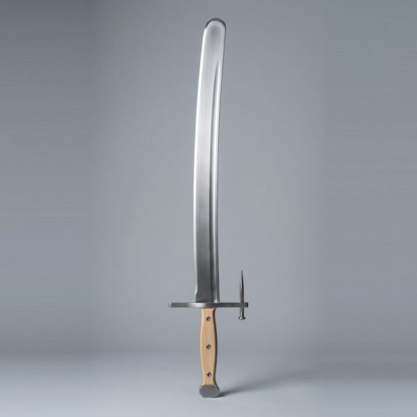 Aurnvik Hand Forged 51CrV4 Spring Steel Langes Messer with Forward Angled Nagel Spike & Blonde Scales | About 35 Inches Overall | Wood Scale Grip and Care Cloth | HEMA Gift | RK-3048