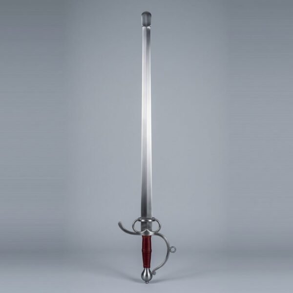 Skelvard Hand Forged 51CrV4 Spring Steel Sidesword with Finger Rings & Scrolled Knuckle Bow | About 40 Inches Overall | Oxblood Leather Grip and Care Cloth | Collector Gift | RK-3049